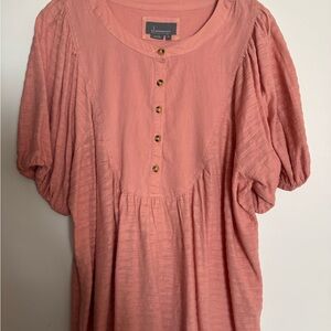 Anthropologie Pink Blouse with Button Detail